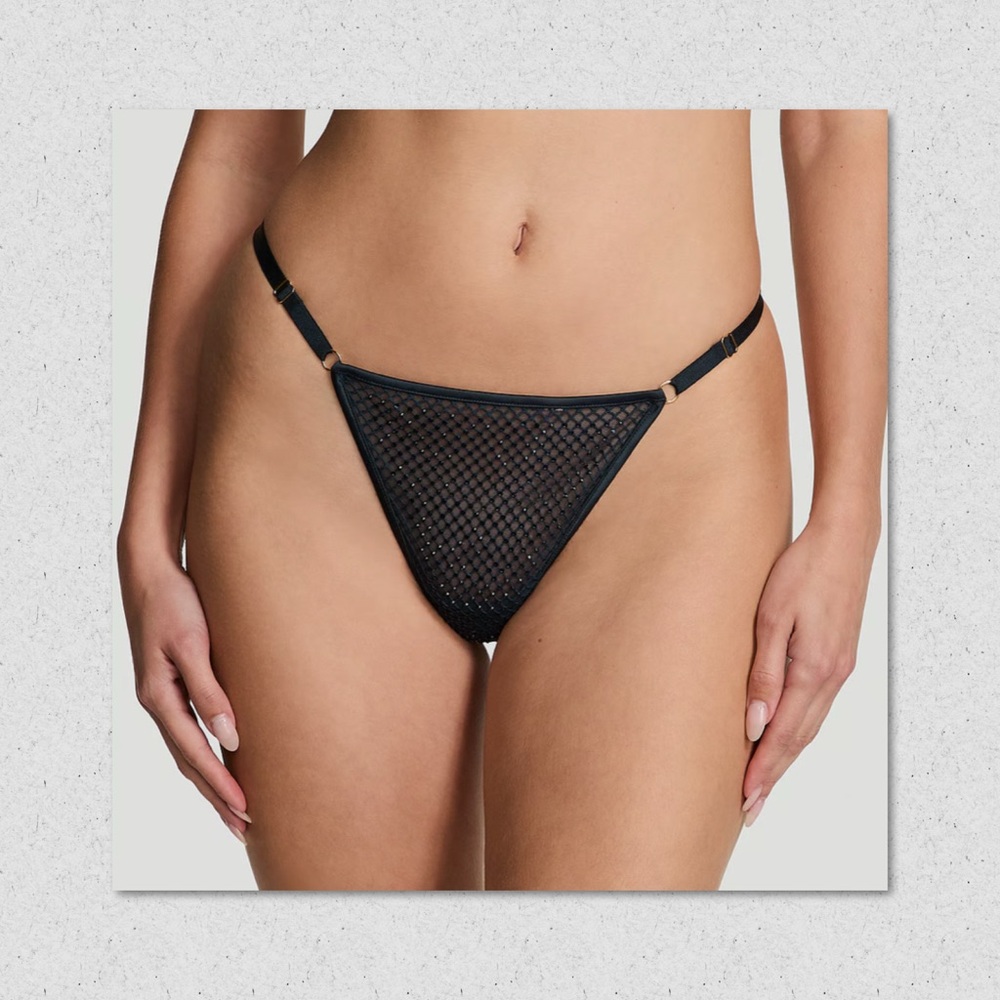 Victoria’s Secret Ziggy Glam Shine Fishnet Adjustable V-String NWT Sz Large